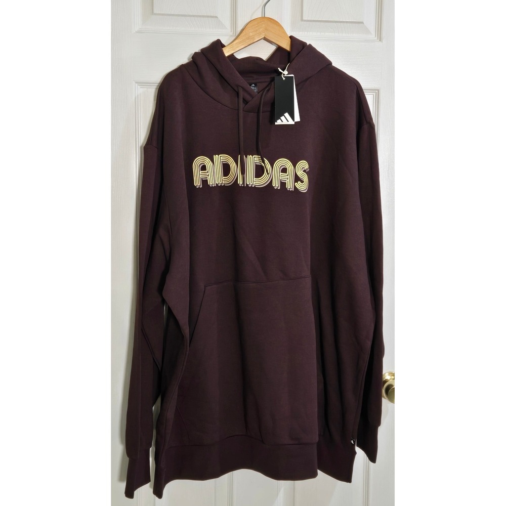 Adidas Men 4XLT Shadow Brown M EVO LIN HD Fleece Hoodie KD4728 NWT